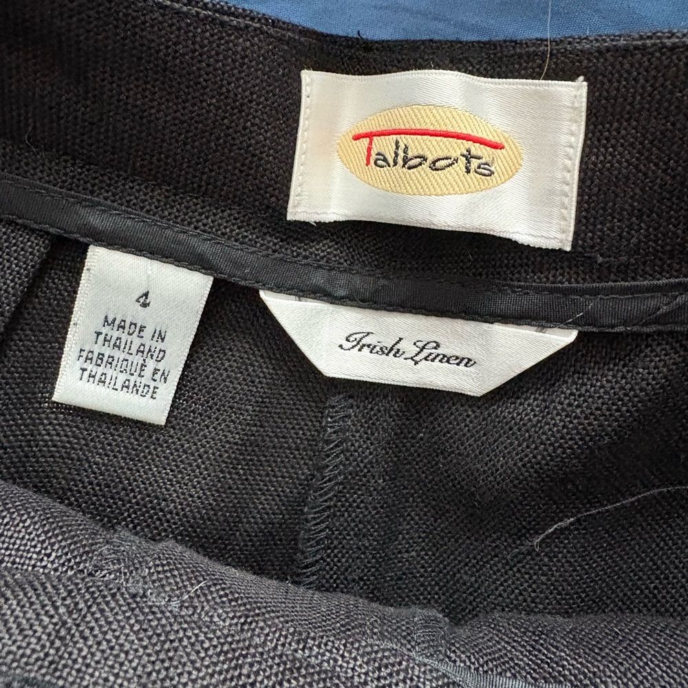 Talbots Black Linen Wide Leg Pants - Picture 2 of 4